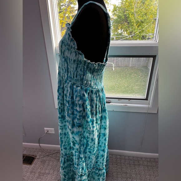 Terra & Sky Teal Smock Midi Dress Sz 0X - Picture 5 of 7